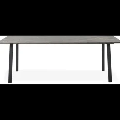 New ILVA Amy Spisebord 220 x 95 x 74 cm, plade i brun marmor + lige ben i sort metal