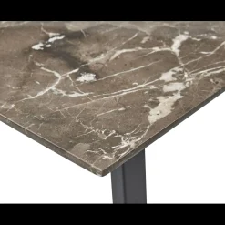 New ILVA Amy Spisebord 220 x 95 x 74 cm, plade i brun marmor + lige ben i sort metal
