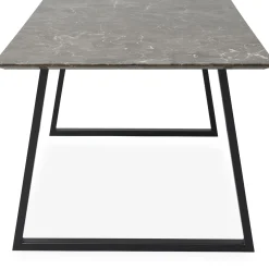 Best ILVA Amy Spisebord 220 x 94 x 74 cm, plade i brun marmor + trapezben i sort metal