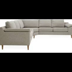 Outlet ILVA FLEX Hjørnesofa med 1 hjørnemodul, 2 endemoduler grå + ben træ