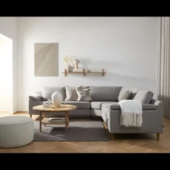 Outlet ILVA FLEX Hjørnesofa med 1 hjørnemodul, 2 endemoduler grå + ben træ