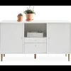 New ILVA Mistral Classic Skænk med 2 låger, 1 lav og 1 høj skuffe + ben hvid/eg
