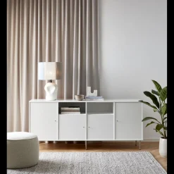 Best ILVA Mistral Classic Skænk med 2 låger, 2 mindre låger + ben hvid/børstet stål