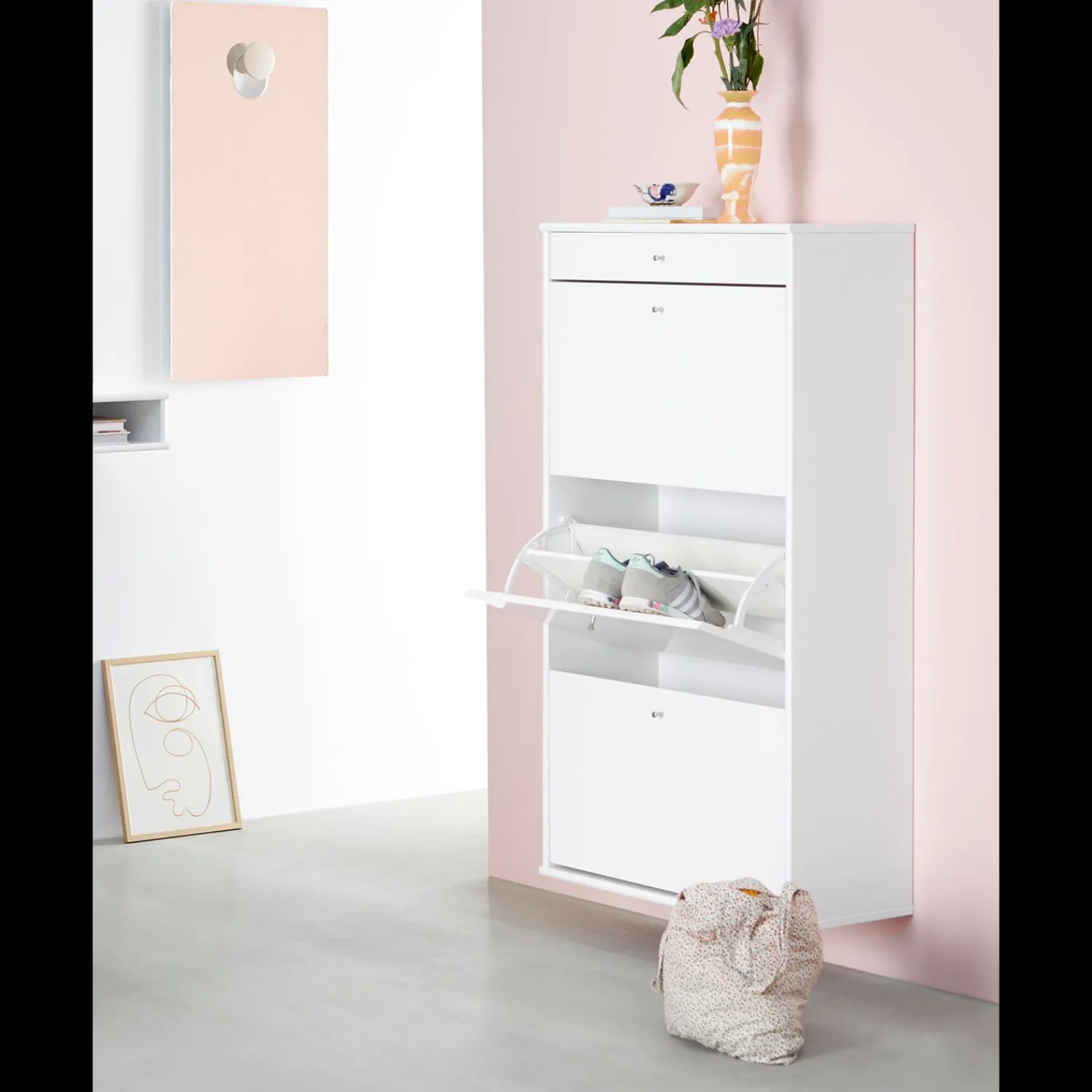 Clearance ILVA Mistral Classic Skoskab med 3 låger + 1 skuffe hvid
