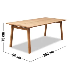 Sale ILVA Real Spisebord 200 x 95 x 75 cm, plade + ben i lyst træ