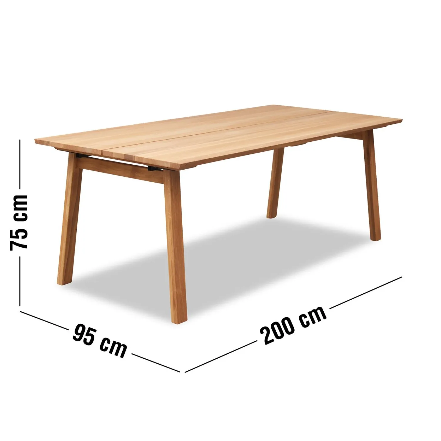 Sale ILVA Real Spisebord 200 x 95 x 75 cm, plade + ben i lyst træ
