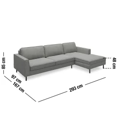 Best ILVA Scott højrevendt sofa med chaiselong