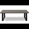 ILVA Timber Sofabord i mørkebrunt træ 150 x 45 x 90 cm + sorte ben